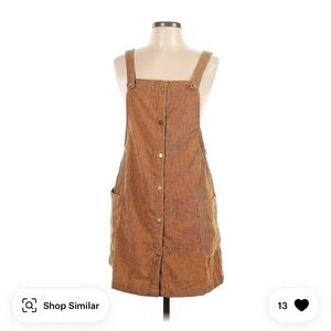 Shein Brown Corduroy Overall Dress